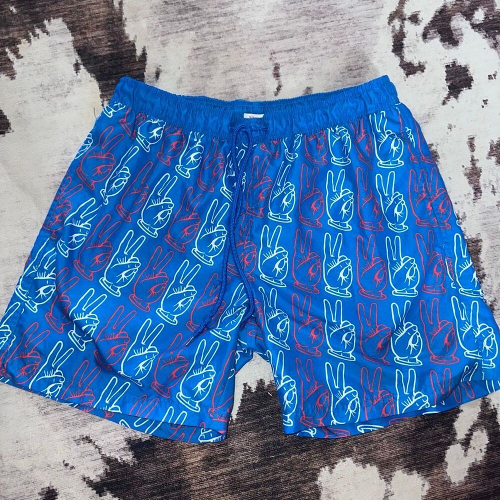 Celebrate patriotic peace swim trunks
